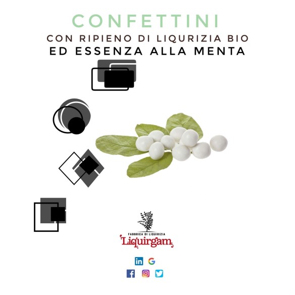 Confettini con ripieno di liquirizia biologica ed essenza alla menta