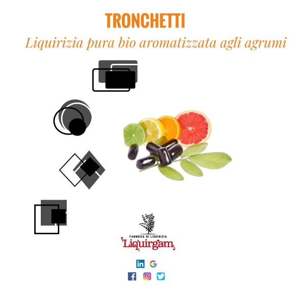 Tronchetti di liquirizia biologica aromatizzata agli agrumi