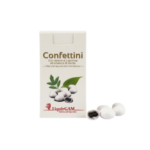 Confettini con ripieno di liquirizia D.O.P. biologici ed essenza di menta
